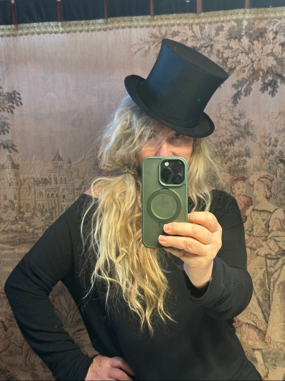 Black GIBUS, antique Fold-Up TOP HAT. From 1870 St Paul, MN. Victorian steampunk
